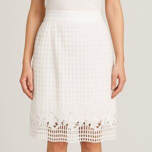 Glory Ang White Lattice & Floral Hem Skirt Size S